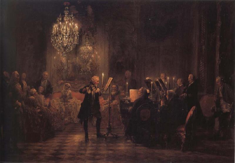 Adolph von Menzel The Flute concert of Frederick the Great at Sanssouci Sweden oil painting art